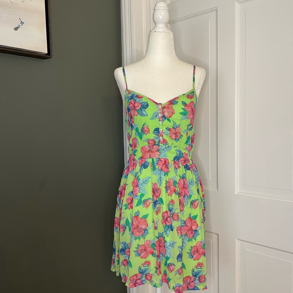 Hollister Lime Green Floral Dress